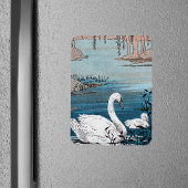 Magnet Flexible Elégant Cygne Blanc Avec Bébé
