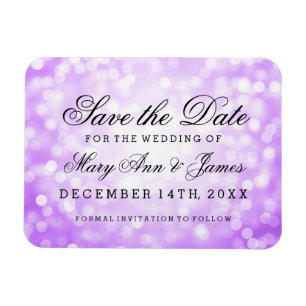 Magnet Flexible Élégant Enregistrer La Date Purple Parties scintil