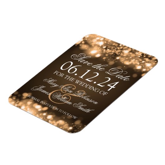 Magnet Flexible Élégant Enregistrer La Date Sparkling Lights Or (Côté Gauche)