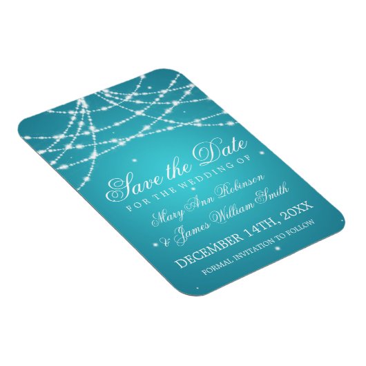 Magnet Flexible Élégant Enregistrer La Date Sparkling String Turqu (Côté Droit)