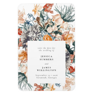 Magnet Flexible Élégant faire-part de mariage floral botanique vin