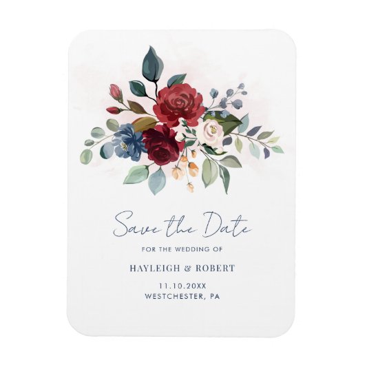 Magnet Flexible Élégant faire-part de mariage floral script (Vertical)