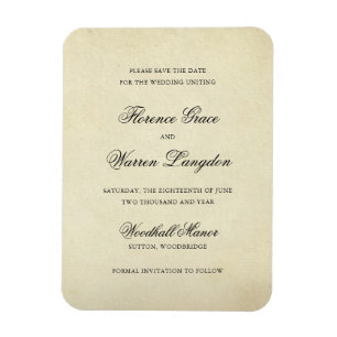 Magnet Flexible Élégant Faire-Part de Mariage Vintage