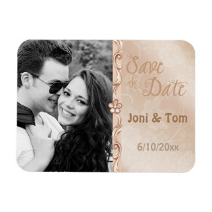 Magnet Flexible Élégant Faire-Part de Photo Ivoire & Or
