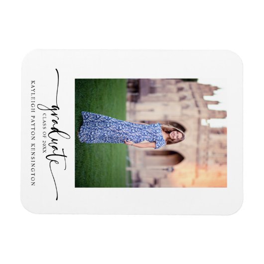 Magnet Flexible Élégant Faire-part photo de graduation de script (Horizontal)