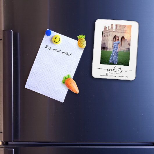 Magnet Flexible Élégant Faire-part photo de graduation de script