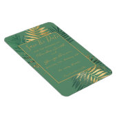 Magnet Flexible Élégant Feuilles Tropical Or Enregistrer La Date (Côté Droit)