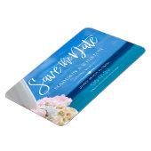 Magnet Flexible Elégant Floral Blue Ocean Beach Save the Date Magn (Côté Gauche)