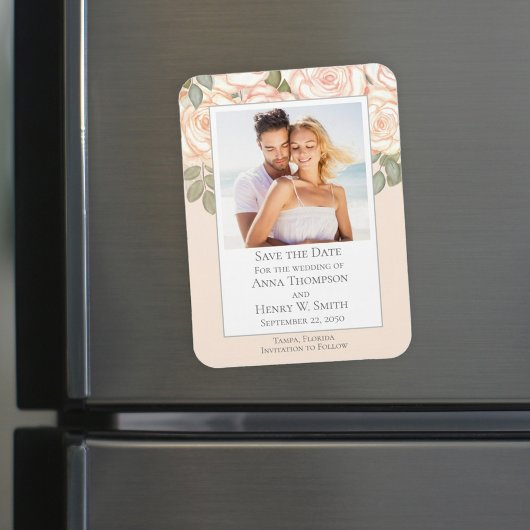 Magnet Flexible Élégant floral Enregistrer la date Mariage photo