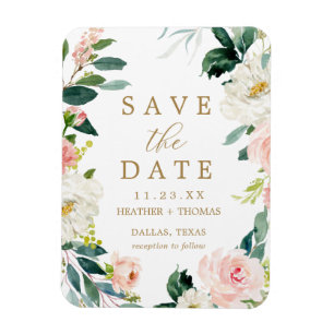 Magnet Flexible Élégant floral simple Enregistrer la date carte ma