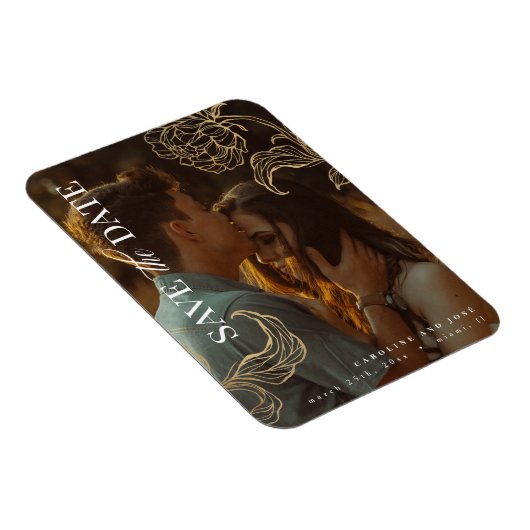 Magnet Flexible Elegant Gold Botanical Photo Enregistrer la date (Côté Droit)