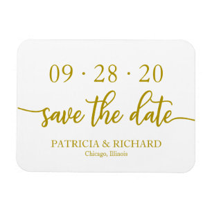 Magnet Flexible Elegant Gold Calligraphy Wedding Save The Date