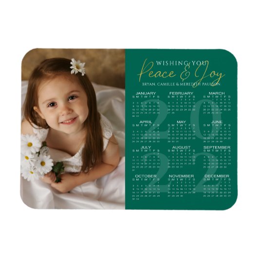 Magnet Flexible Elegant Gold PEACE et JOY 2022 Calendrier Photo (Horizontal)
