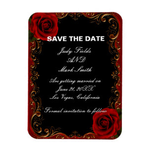 Magnet Flexible Élégant Goth Red Roses Enregistrer La Date