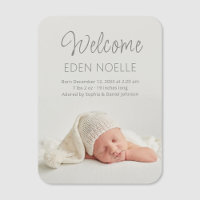 Élégant Gris Script Faire-part bébé photo