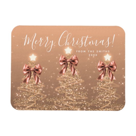 Magnet Flexible Elegant Holiday Rose Gold Christmas Trees  (Horizontal)