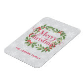 Magnet Flexible Elegant Holly Wreath Merry Christmas  (Côté Gauche)
