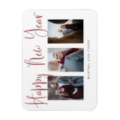 Magnet Flexible Elégant Joyeux Nouvel An Moderne Rose Photo Collag (Vertical)