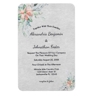 Magnet Flexible Élégant Mariage de bouquet de fleurs rose