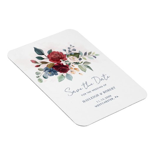 Magnet Flexible Élégant mariage floral script Enregistrer la date (Côté Droit)