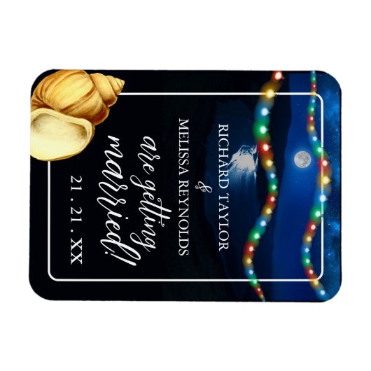 Magnet Flexible Elégant Mariage Lune Plage Enregistrer La Date (Horizontal)