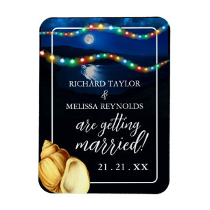 Magnet Flexible Elégant Mariage Lune Plage Enregistrer La Date