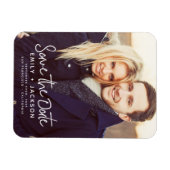 Magnet Flexible Élégant moderne Enregistrer la photo Date Blanc (Horizontal)