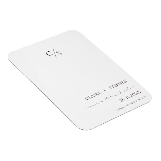 Magnet Flexible Élégant Monogramme Noir Blanc Mariage Enregistrer (Côté Droit)