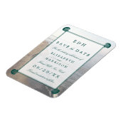 Magnet Flexible Élégant Monogramme, Turquoise Scallop Beach Enregi (Côté Gauche)