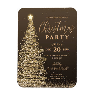 Magnet Flexible Élégant Noël Tree Party Gold Invitation