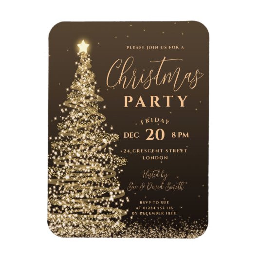 Magnet Flexible Élégant Noël Tree Party Gold Invitation (Vertical)