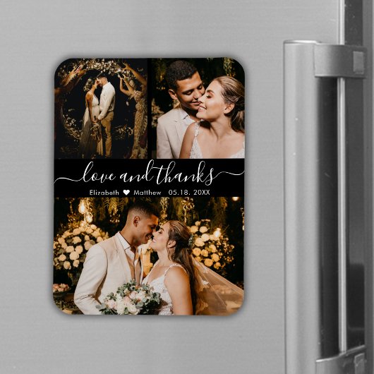 Magnet Flexible Élégant noir 3 Photo Mariage magnétique Merci
