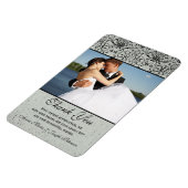 Magnet Flexible Elégant noir argent mariage damassé merci (Côté Gauche)