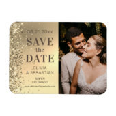 Magnet Flexible Elégant Parties scintillant Or Photo Mariage Enreg (Horizontal)