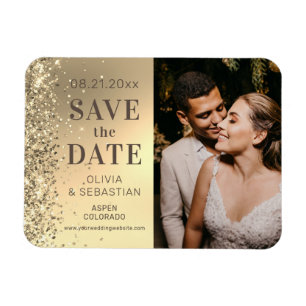 Magnet Flexible Elégant Parties scintillant Or Photo Mariage Enreg