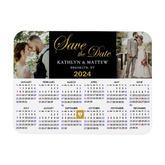 Magnet Flexible Elégant Parties scintillant or Script 2 Photo Enre (Horizontal)