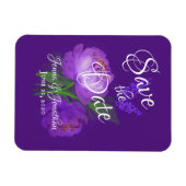 Magnet Flexible Élégant Purple Floral Script Mariage Enregistrer l (Horizontal)