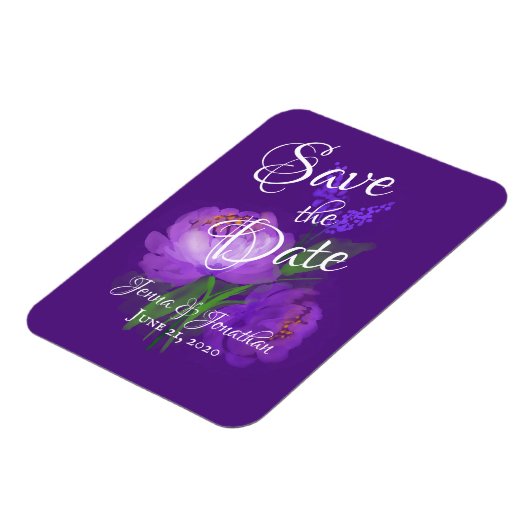 Magnet Flexible Élégant Purple Floral Script Mariage Enregistrer l (Côté Gauche)
