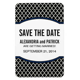 Magnet Flexible Élégant Quatrefoil Enregistrer l'aimant Date, bleu