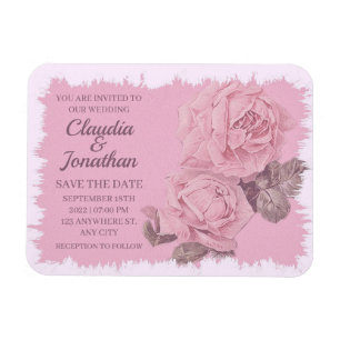 Magnet Flexible Élégant rose rustique roses mariage floral