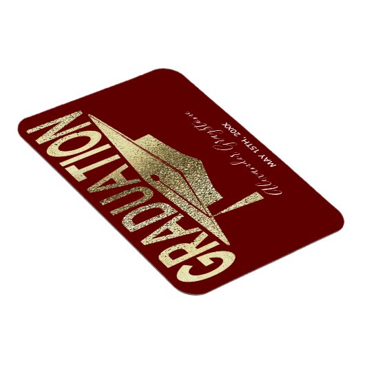 Magnet Flexible Élégant Rouge Or Enregistrer La Date Graduation (Côté Droit)