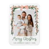 Magnet Flexible Elégant rouge rayé Bow vert de vacances Photo (Vertical)