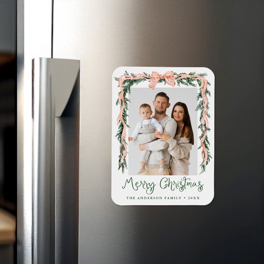 Magnet Flexible Elégant rouge rayé Bow vert de vacances Photo