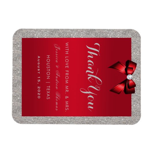 Magnet Flexible Elégant Ruby Rouge, Mariage Parties scintillant ar (Horizontal)