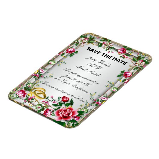 Magnet Flexible Élégant Rustique Roses Rouges Enregistrer L'Aimant (Côté Gauche)