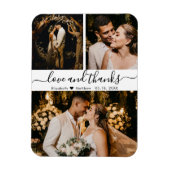Magnet Flexible Élégant Script 3 Photo Collage Mariage Merci (Vertical)