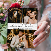 Magnet Flexible Élégant Script 3 Photo Collage Mariage Merci