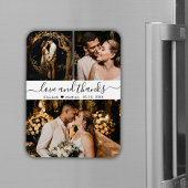Magnet Flexible Élégant Script 3 Photo Collage Mariage Merci