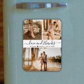 Magnet Flexible Élégant Script 3 Photo Collage Mariage Merci M