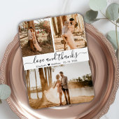 Magnet Flexible Élégant Script 3 Photo Collage Mariage Merci M